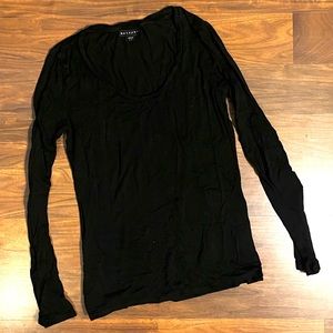 Black scoop neck long sleeve top